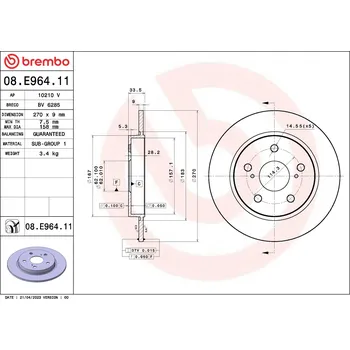 Brzdový kotouč Brzdový kotouč BREMBO 08.E964.11