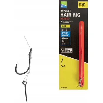 Rybářský háček Návazce Preston Bayonet Hair Rigs, velikost 10, háček KKH, 10 cm