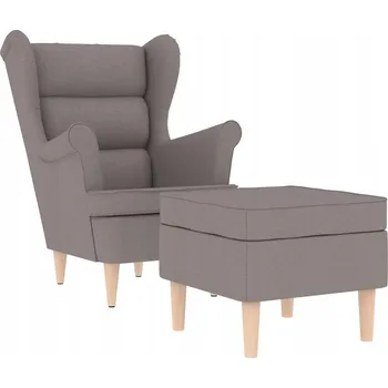 Křeslo Křeslo s podnožkou, barva taupe (šedohnědá), čalouněné látkou