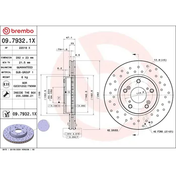 Brzdový kotouč Brzdový kotouč BREMBO 09.7932.1X