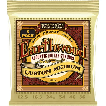 Struna pro hudební nástroj Ernie Ball 3005 Earthwood Custom Medium 80/20 Bronze 3-Pack + prodloužená záruka 3 roky