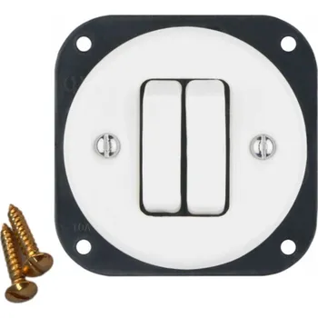 vypínač Keramický dvojitý vypínač pod omítku, bílý