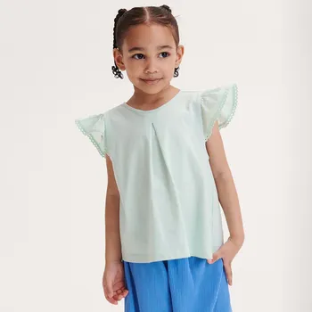 Dívčí tričko Reserved - Volánová halenka - bledá zelená - 2795N-07X - 2795N-07X-92