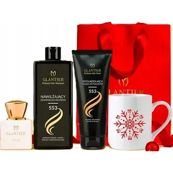 Dámský parfém GLANTIER Dárková sada na vlasy pro ni + Parfém Premium 553 + Hrnek