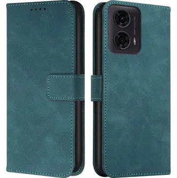 Pouzdro na mobilní telefon Flipové pouzdro WOJMAR pro Motorola Moto G24 / G24 Power / G04 / E14 Pouzdro kožené peněženkové zelené