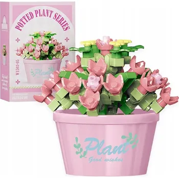 ostatní stavebnice STAVEBNICE KVĚTINY V KVĚTINÁČI 3D OBOUSTRANNÝ KVĚTINÁČ VZORY SADA