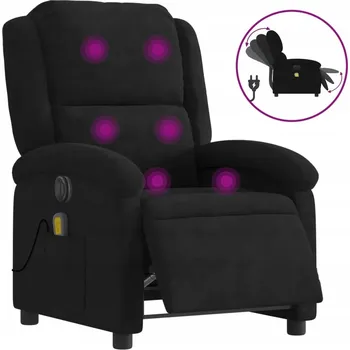 Křeslo VidaXL Rozkládací masážní křeslo, elektrické, černé, samet