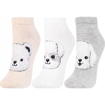 Dámské ponožky Dámské PONOŽKY KOTNÍKOVÉ PONOŽKY nízké, roztomilé PONOŽKY se zvířátky MORAJ 3 páry, velikost 38-41