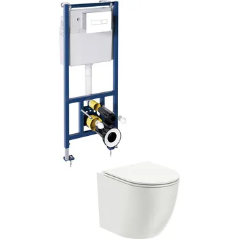 Aplomo Ottawa WC závěsný komplet, bílé tlačítko, OTTAWASETBPBP