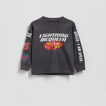 Reserved - Tričko s dlouhým rukávem Auta - tmavě šedá - 035HS-90X - 035HS-90X-86