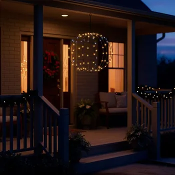 Springos LED světelná koule 65cm 160LED IP44 teplá bílá + záblesky