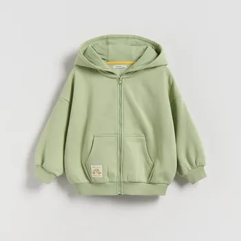 Chlapecká mikina Reserved - Bavlněná oversize mikina - světle olivová - 670HR-81X - 670HR-81X-92