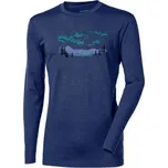 Pánské merino triko s dlouhým rukávem PROGRESS LOKI AURORA XL Tmavě modrá, Mix