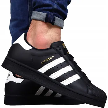 Dámská obuv Pánské boty Adidas SUPERSTAR KOŽENÉ ČERNÉ sportovní tenisky z kůže