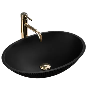 Rea Della Black 52 skleněné umyvadlo na desku, mat, REA-U0274