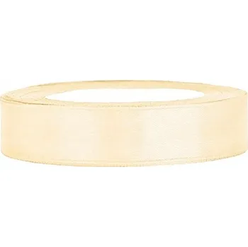 Stuha PartyDeco Stuha saténová krémová 12 mm x 25 m - dekorační stuhy 1,2 cm x 25 m na svatební vývazky