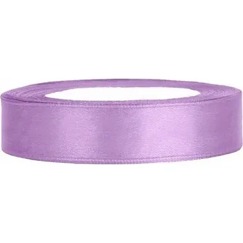 Stuha PartyDeco Stuha saténová fialová lila 12 mm x 25 m - světle fialové saténové dekorační stuhy 1,2 cm x 25 m na svatební vývazky