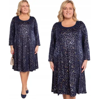 Dámské šaty Tmavě modré šaty se zlatou 56/58