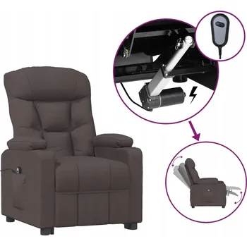 Křeslo Elektrické polohovací křeslo, tmavě hnědé, potažené látkou