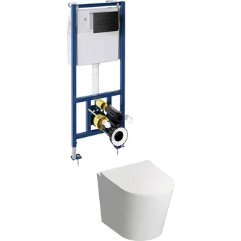 Aplomo Tampa WC závěsný komplet, černé tlačítko, TAMPASETBPBL