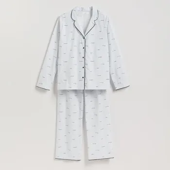 Reserved - Dvoudílná bavlněná pyžamová souprava - bleděmodrá - 040HQ-05X - 040HQ-05X-M