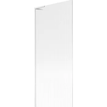 Vanová zástěna Mexen Next L, 1-křídlová vanová zástěna 80 x 150 cm, 6mm sklo s žebrovým vzorem, bílý profil, 895-080-000-03-09-20