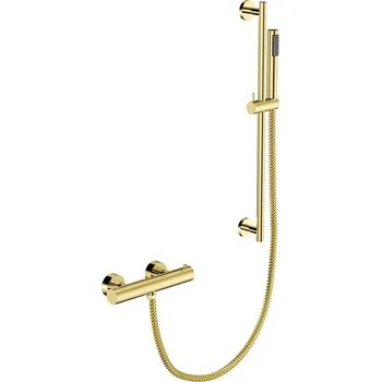 Sprchový set Besco Veo sprchový set s termostatickou baterií a posuvnou ruční sprchou, gold, BP-VNTII-ZL