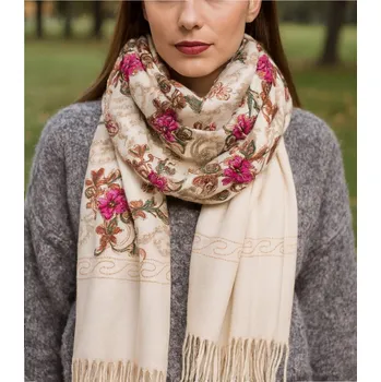 Šála Agrafka šála béžová 180 cm - dámská