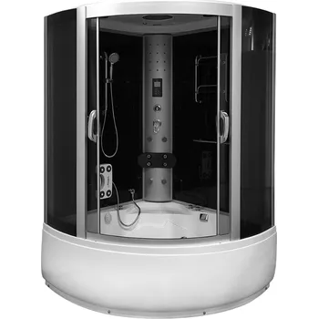 Aplomo Luxor Black 135x135x220 parní masážní sprchový box s hydromasážní vanou, MO-08135SBL