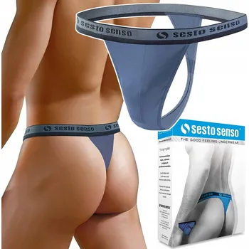 Slipy Sesto Senso Pánské Tanga STM01 bavlněné slipy s plochými švy - Jeansové - M