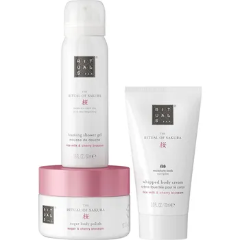 Kosmetická sada Rituals The Ritual Of Sakura dárkové balení Foaming Shower Gel 50 ml + Body Cream 70 ml + Body Scrub 125 g