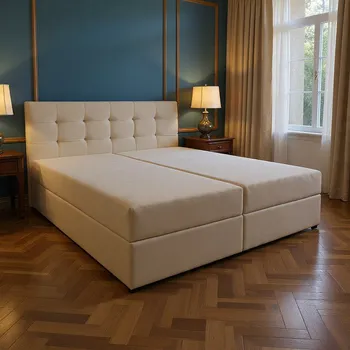 Postel Čalouněná dvoulůžková postel 180x200 cm mandlová lake (Elegantní čalouněné dvoulůžko pro váš dokonalý spánek)