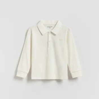 Dětská móda Reserved - Polo tričko s dlouhými rukávy - krémová - 019HS-01X - 019HS-01X-98