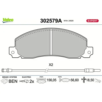 Brzdová destička Sada brzdových destiček, kotoučová brzda VALEO 302579A