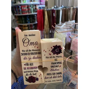 Obraz Dřevěný svícen srdce, dárek pro babičku