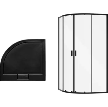 Besco Zarya čtvrtkruhový sprchový kout s vaničkou Axim, black Rozměr koutu: 90x90cm, ZB-AXS90-190