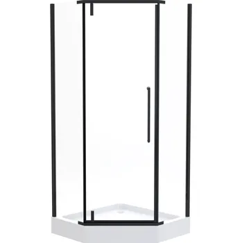 Savana Veduta Agat Black 90x90 pětiúhelníkový sprchový kout s vaničkou, Y8706B