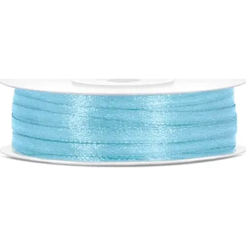 PartyDeco Stuha saténová světle modrá 3 mm x 50 m - světle modré dekorační stuhy na svatební vývazky