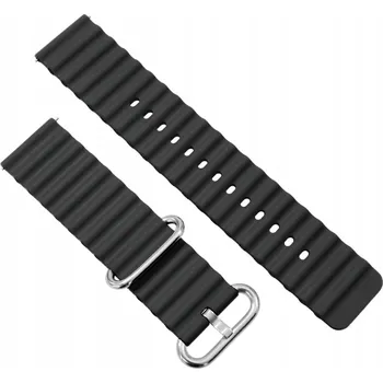 Řemínek na hodinky Černý silikonový řemínek k hodinkám 22mm pro chytré hodinky Rubicon RNCF15 22 mm