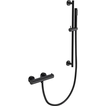 Sprchový set Besco Veo sprchový set s termostatickou baterií a posuvnou ruční sprchou, black, BP-VNTII-CZ