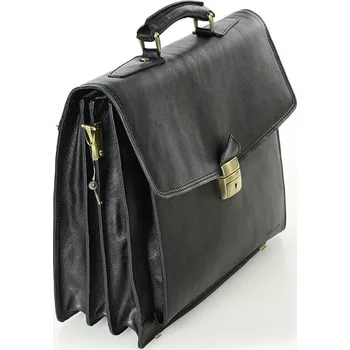 Pánská aktovka Pánská aktovka LORIS kožená taška tmavě hnědá Barva: Černá