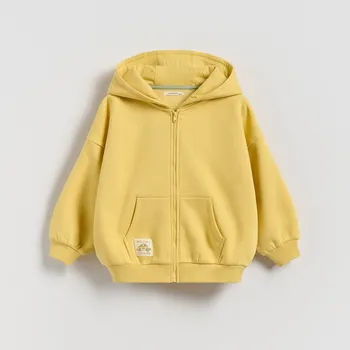 Dětská móda Reserved - Bavlněná oversize mikina - žlutá - 670HR-11X - 670HR-11X-104