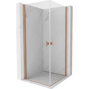 MEXEN/S - Mist-B Duo sprchový kout dveře křídlové 90 x 90, transparent, měď kartáčovaná 8A2-090-090-65-00