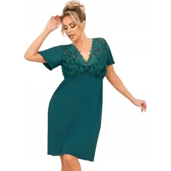 Dámské noční prádlo Košile noční Donna zelená viskóza plus size krátký rukáv velikost 48