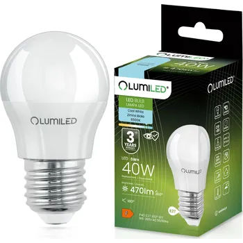 Žárovka LED žárovka E27 Kulka P45 5W = 40W 470lm 6500K Studená bílá 180° LUMILED