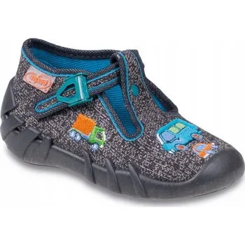 Chlapecké bačkory Befado dětské papuče na suchý zip šedé, velikost 20