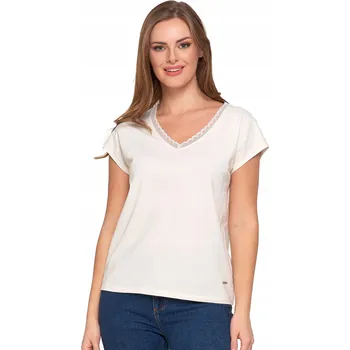 Dámská košile BAVLNĚNÁ DÁMSKÁ BLŮZKA S KRAJKOVÝM VÝSTŘIHEM MORAJ BÍLÁ 3XL