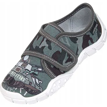 Dívčí bačkory Viggami dětské papuče na suchý zip, šedé, velikost 29