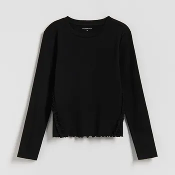 Dětská móda Reserved - Volánová halenka - černý - 795HT-99X - 795HT-99X-146