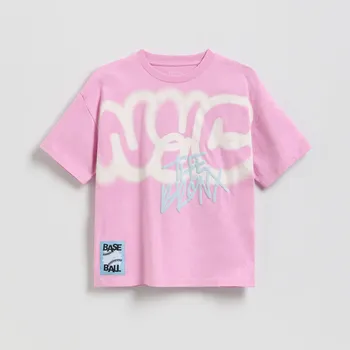 Dětská móda Reserved - Tričko s potiskem - svítivě růžová - 913HR-42X - 913HR-42X-158